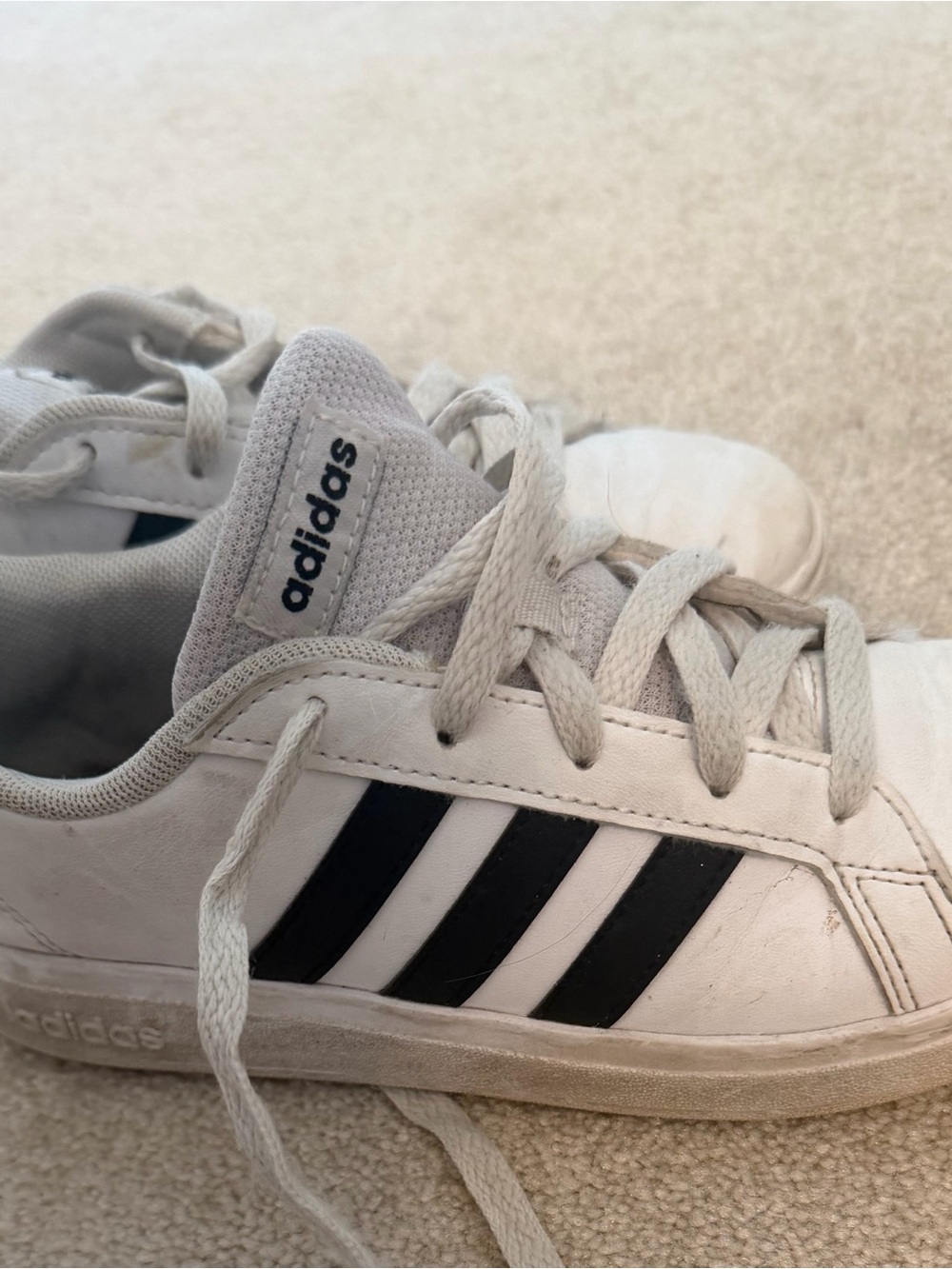 adidas Originals Kids White Sneakers with Black Stripes